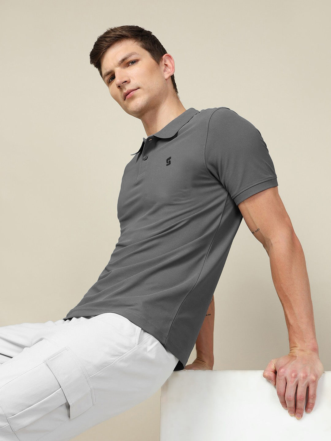 MEN'S SOFT PREMIUM POLYESTER GREY POLO