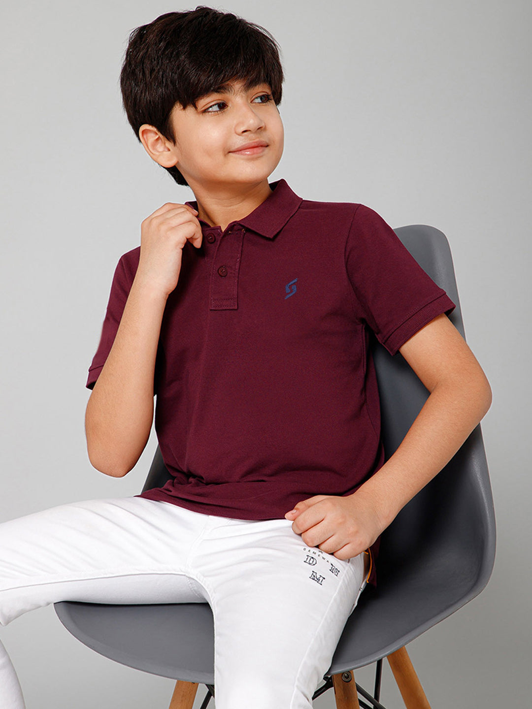 KID'S LEFT CHEST EMBROIDERED LOGO PREMIUM PIQUE MAROON POLO