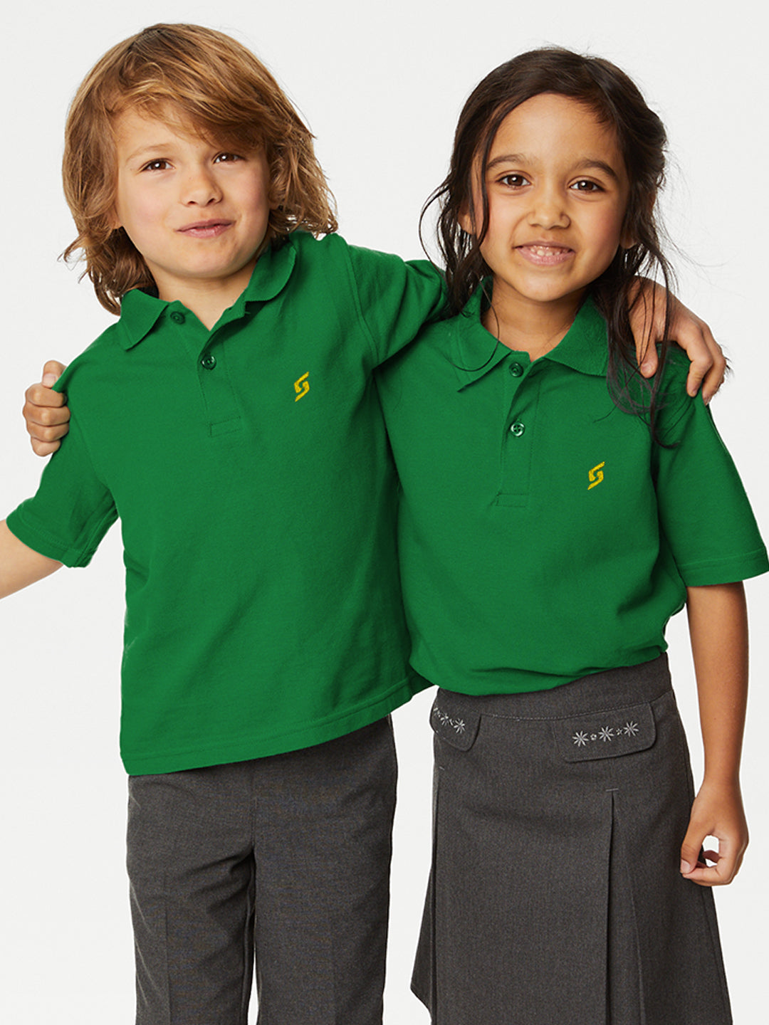 KID'S LEFT CHEST EMBROIDERED LOGO PREMIUM PIQUE GREEN POLO