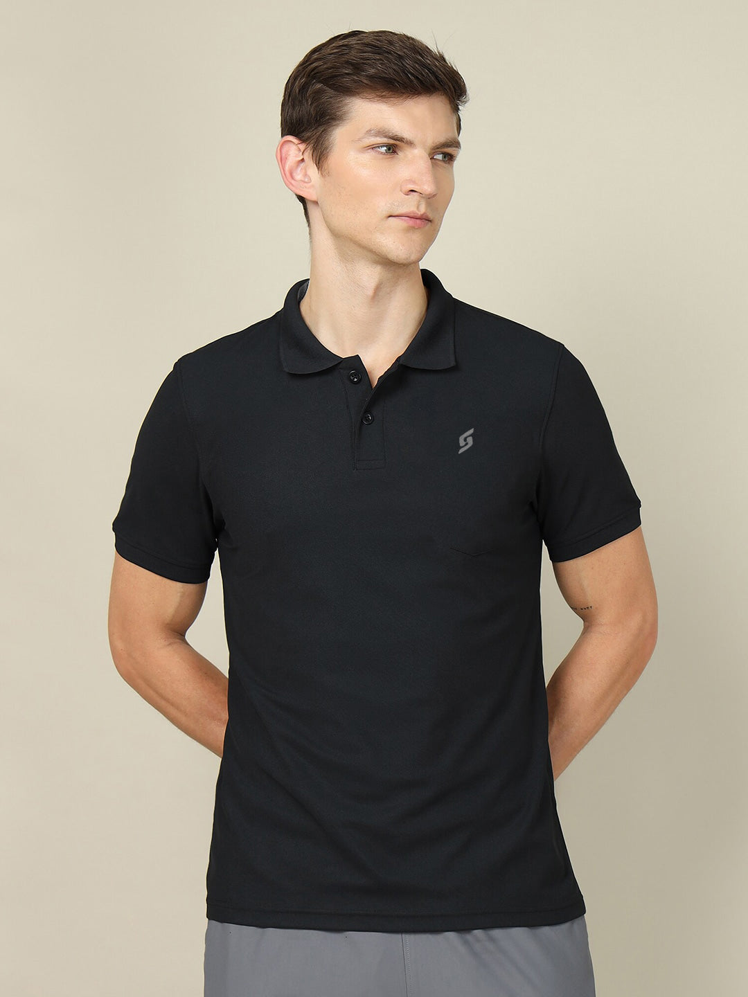 MEN'S SOFT PREMIUM POLYESTER BLACK POLO