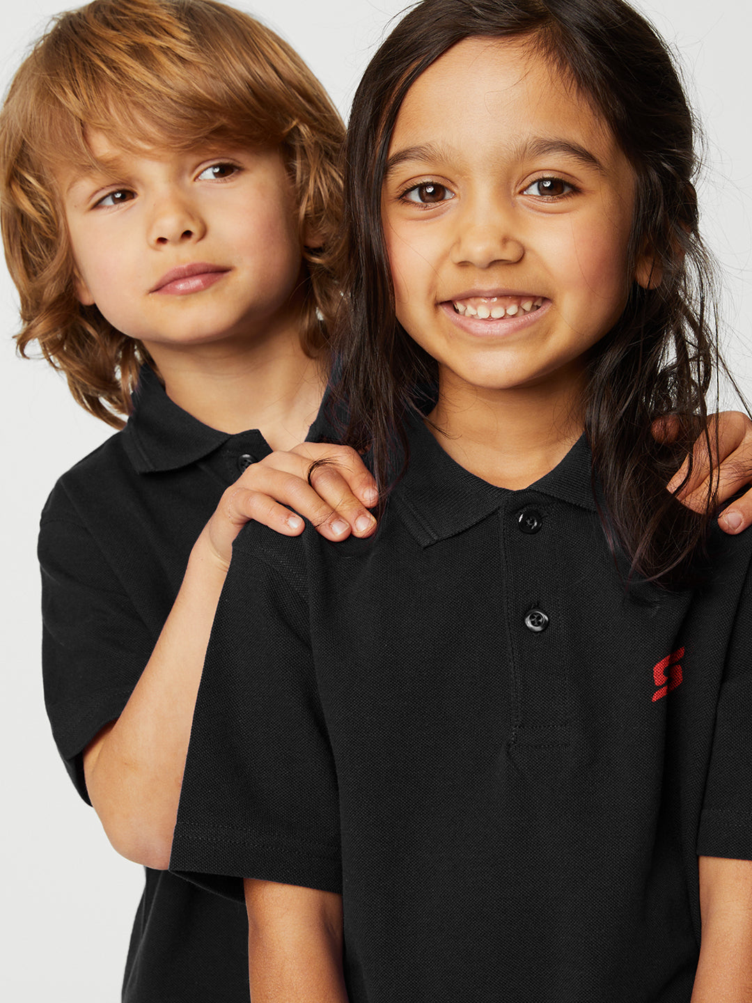 KID'S LEFT CHEST EMBROIDERED LOGO PREMIUM PIQUE BLACK POLO