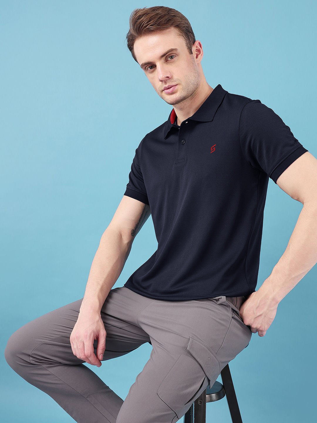 MEN'S SOFT PREMIUM POLYESTER NAVY POLO