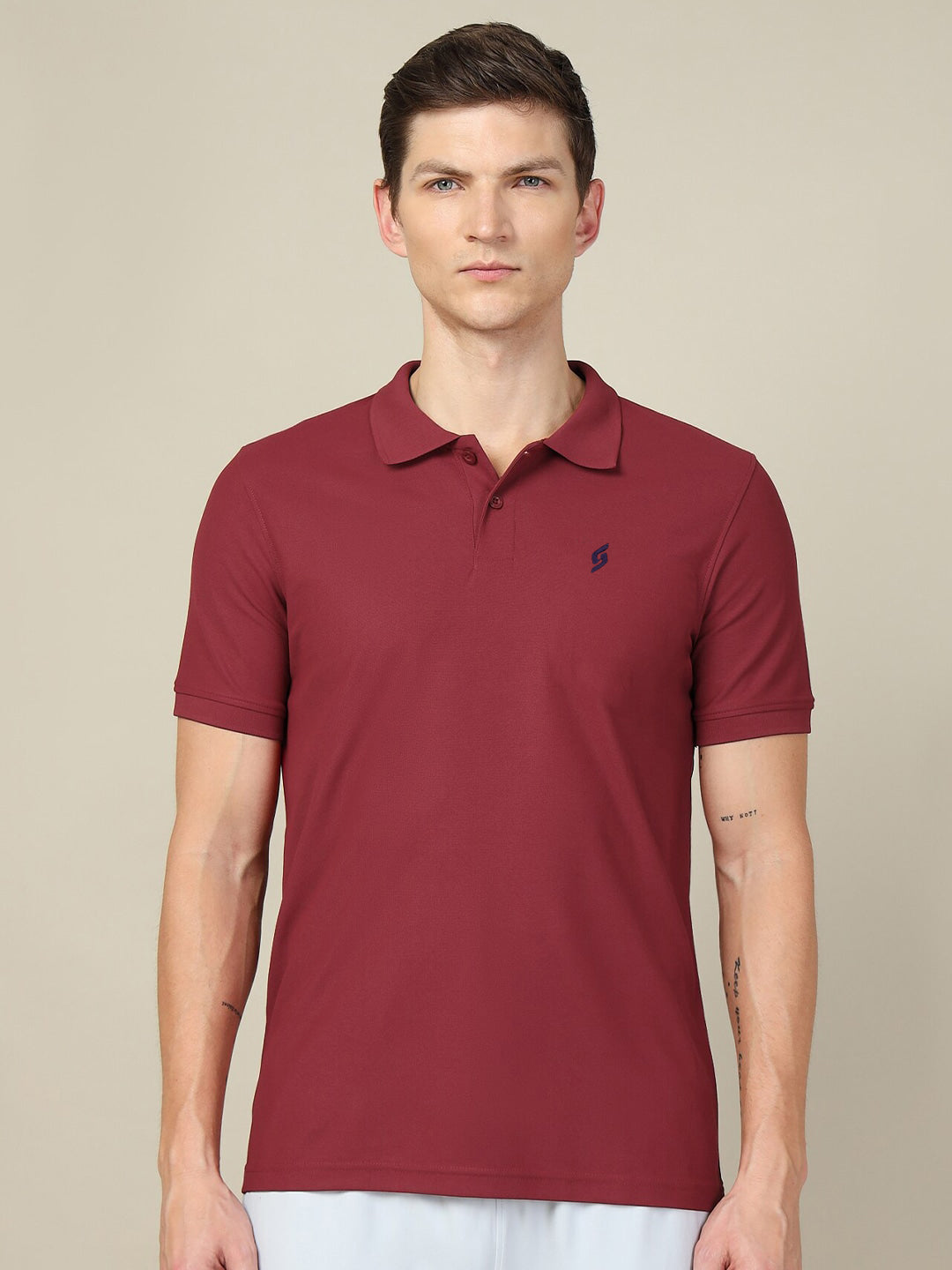 MEN'S LEFT CHEST EMBROIDERED LOGO PREMIUM PIQUE MAROON POLO