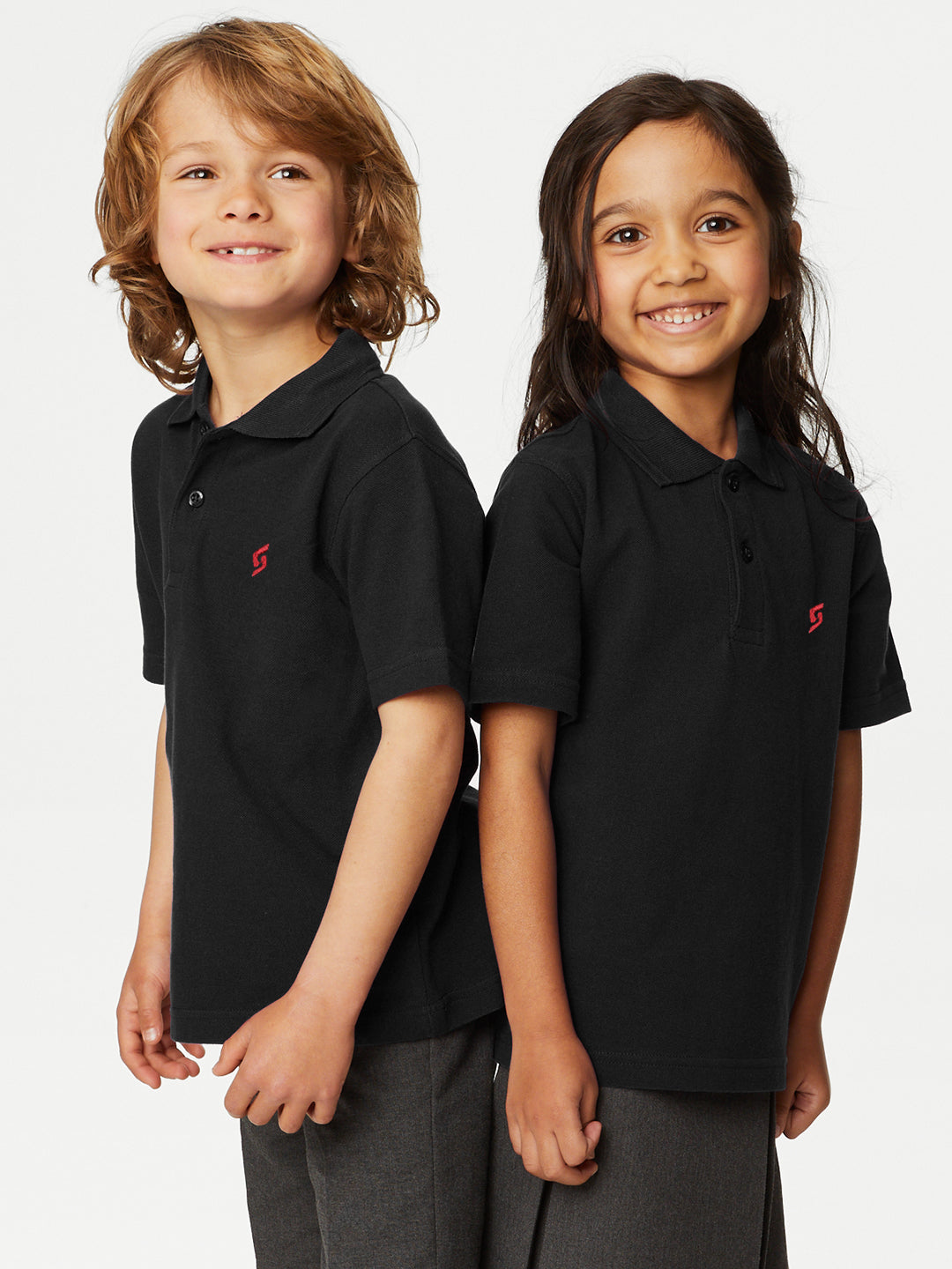 KID'S LEFT CHEST EMBROIDERED LOGO PREMIUM PIQUE BLACK POLO