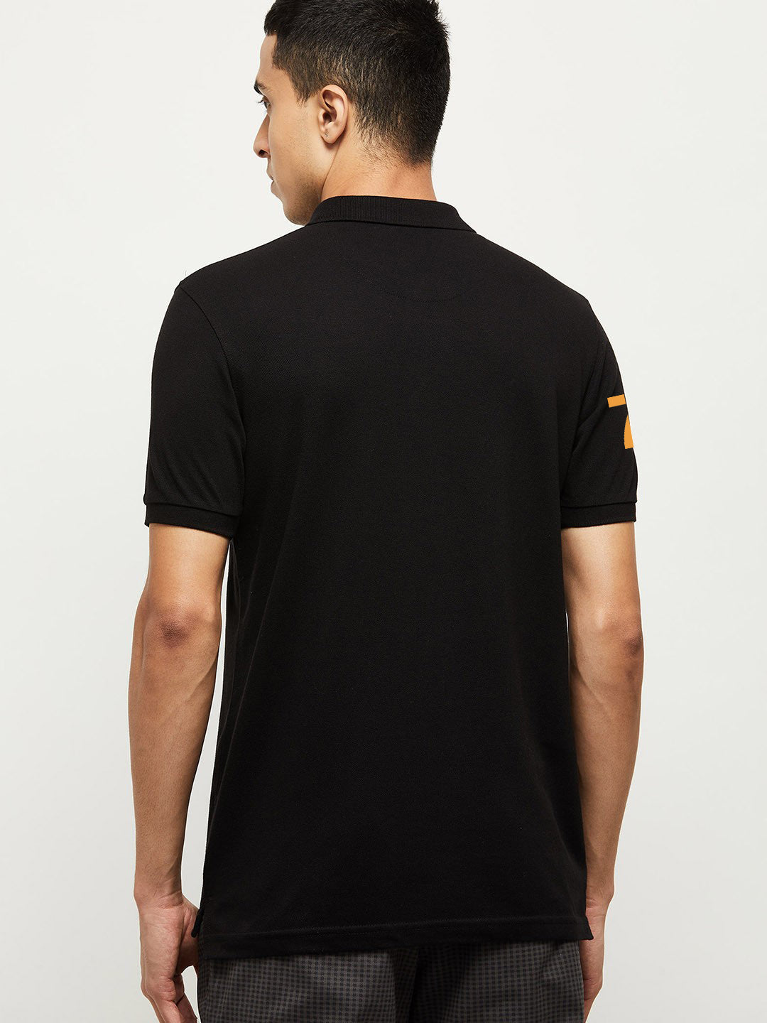 MEN'S COLOR BLOCK PREMIUM BLACK COTTON POLO