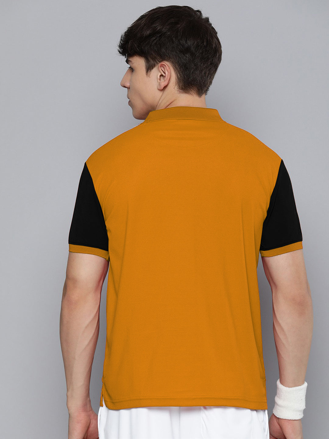 MEN'S FRONT STRIPE PANEL PREMIUM MUSTARD POLO