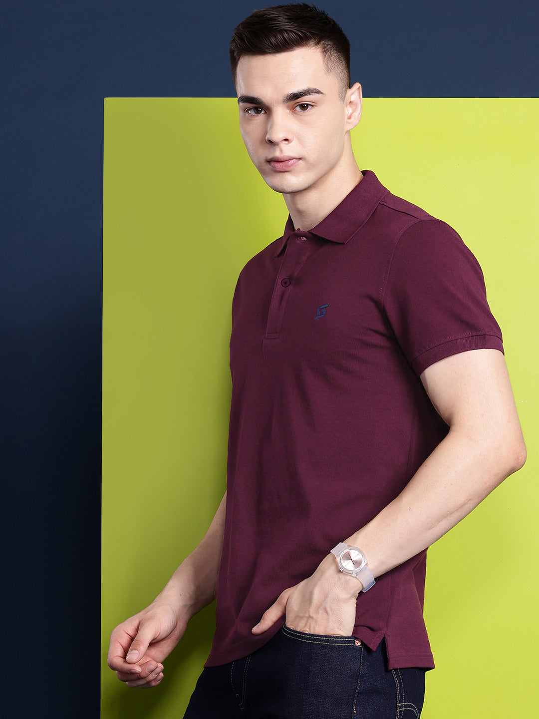 MEN'S LEFT CHEST EMBROIDERED LOGO PREMIUM PIQUE DARK MAROON POLO