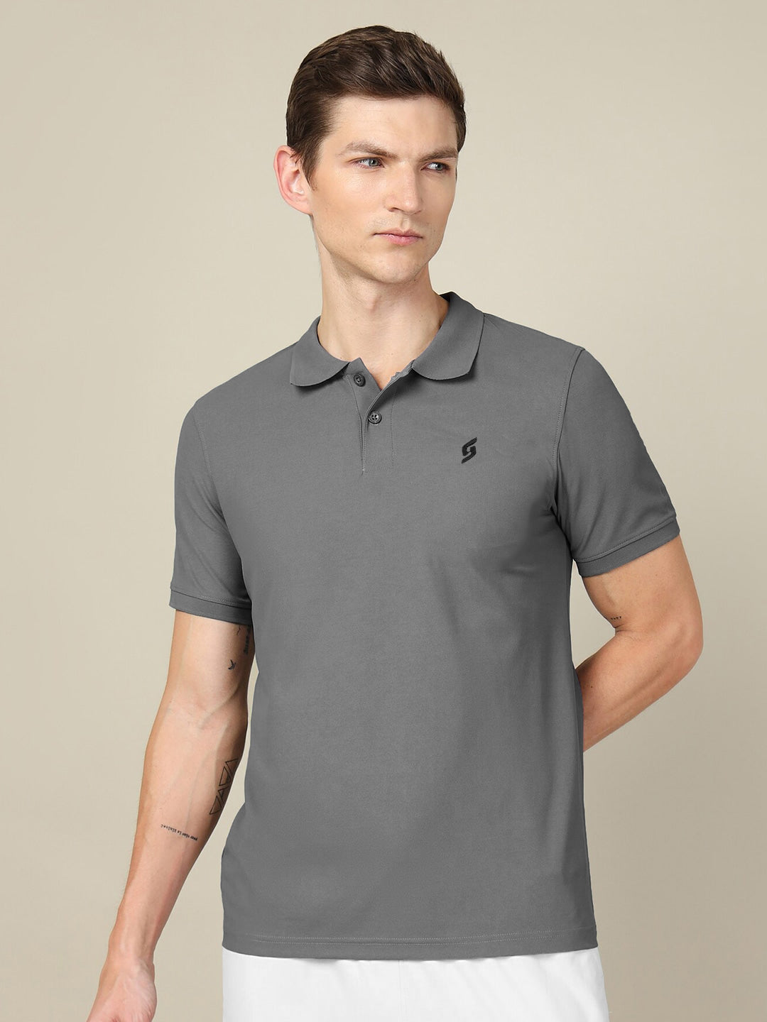 MEN'S SOFT PREMIUM POLYESTER GREY POLO