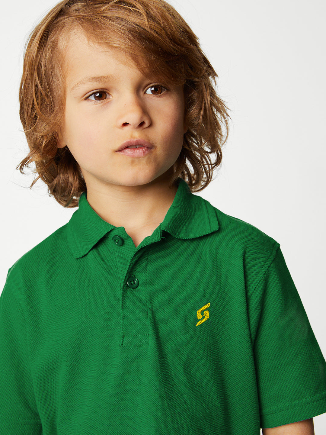 KID'S LEFT CHEST EMBROIDERED LOGO PREMIUM PIQUE GREEN POLO