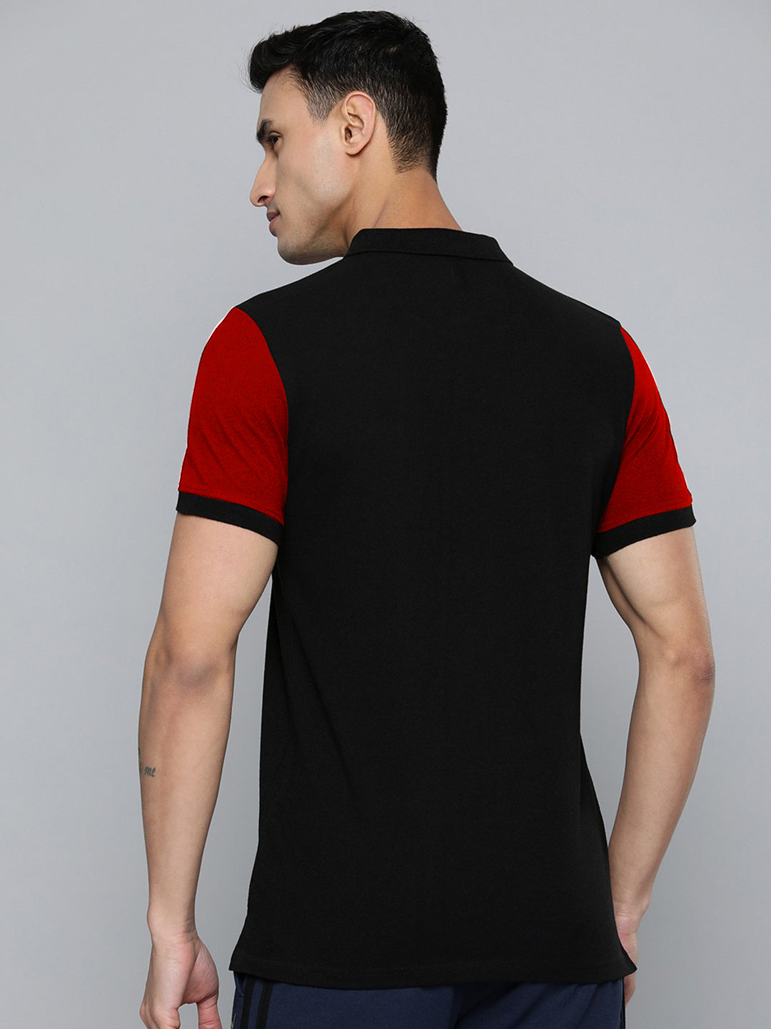 MEN'S FRONT STRIPE PANEL PREMIUM BLACK POLO