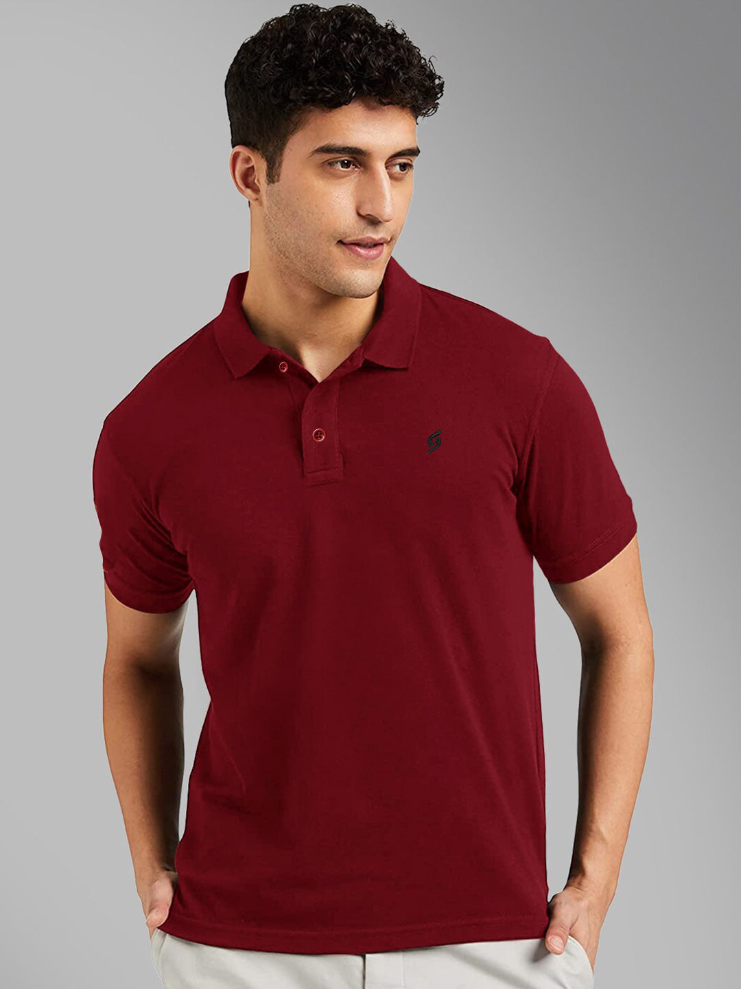 MEN'S LEFT CHEST EMBROIDERED LOGO PREMIUM PIQUE RED POLO