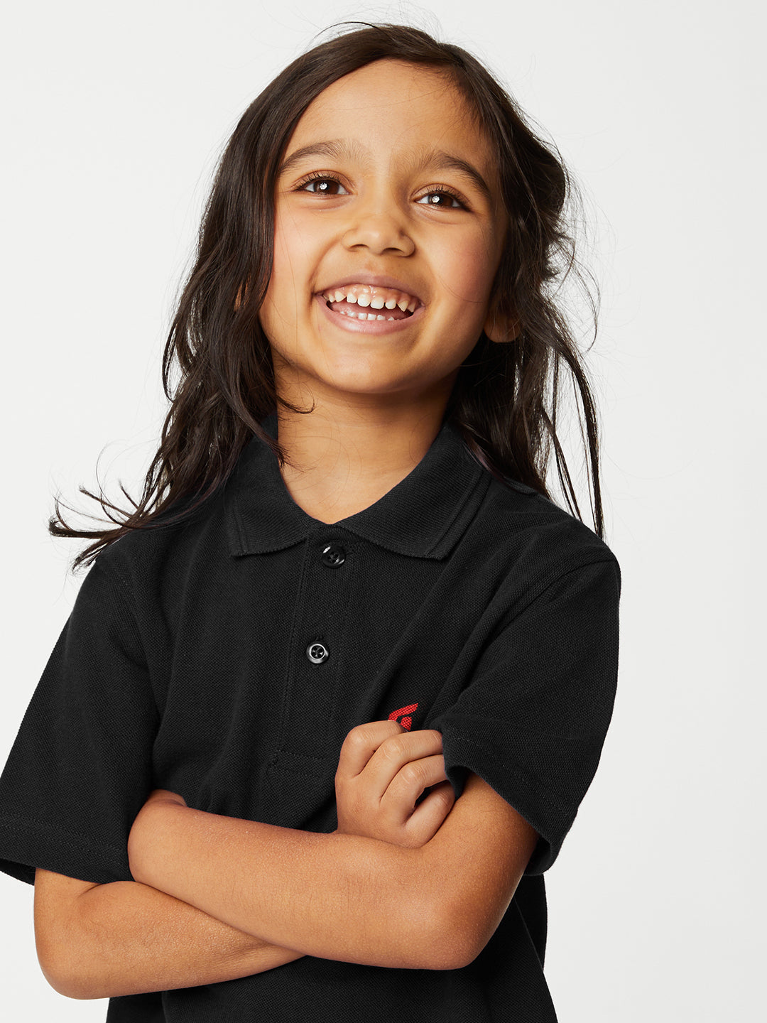 KID'S LEFT CHEST EMBROIDERED LOGO PREMIUM PIQUE BLACK POLO