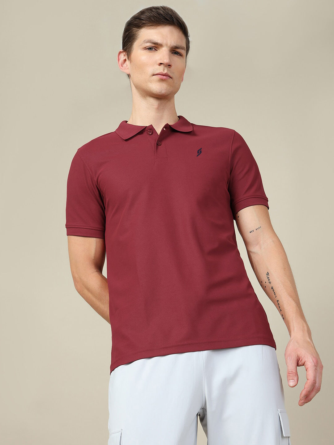 MEN'S LEFT CHEST EMBROIDERED LOGO PREMIUM PIQUE MAROON POLO