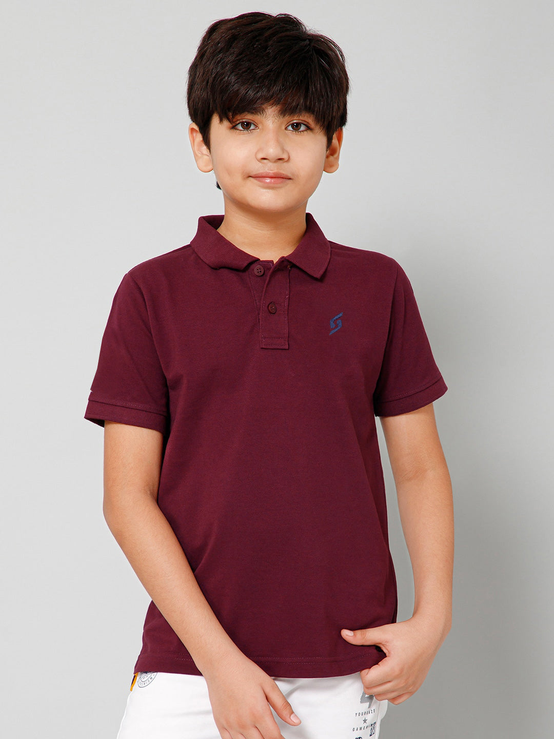 KID'S LEFT CHEST EMBROIDERED LOGO PREMIUM PIQUE MAROON POLO