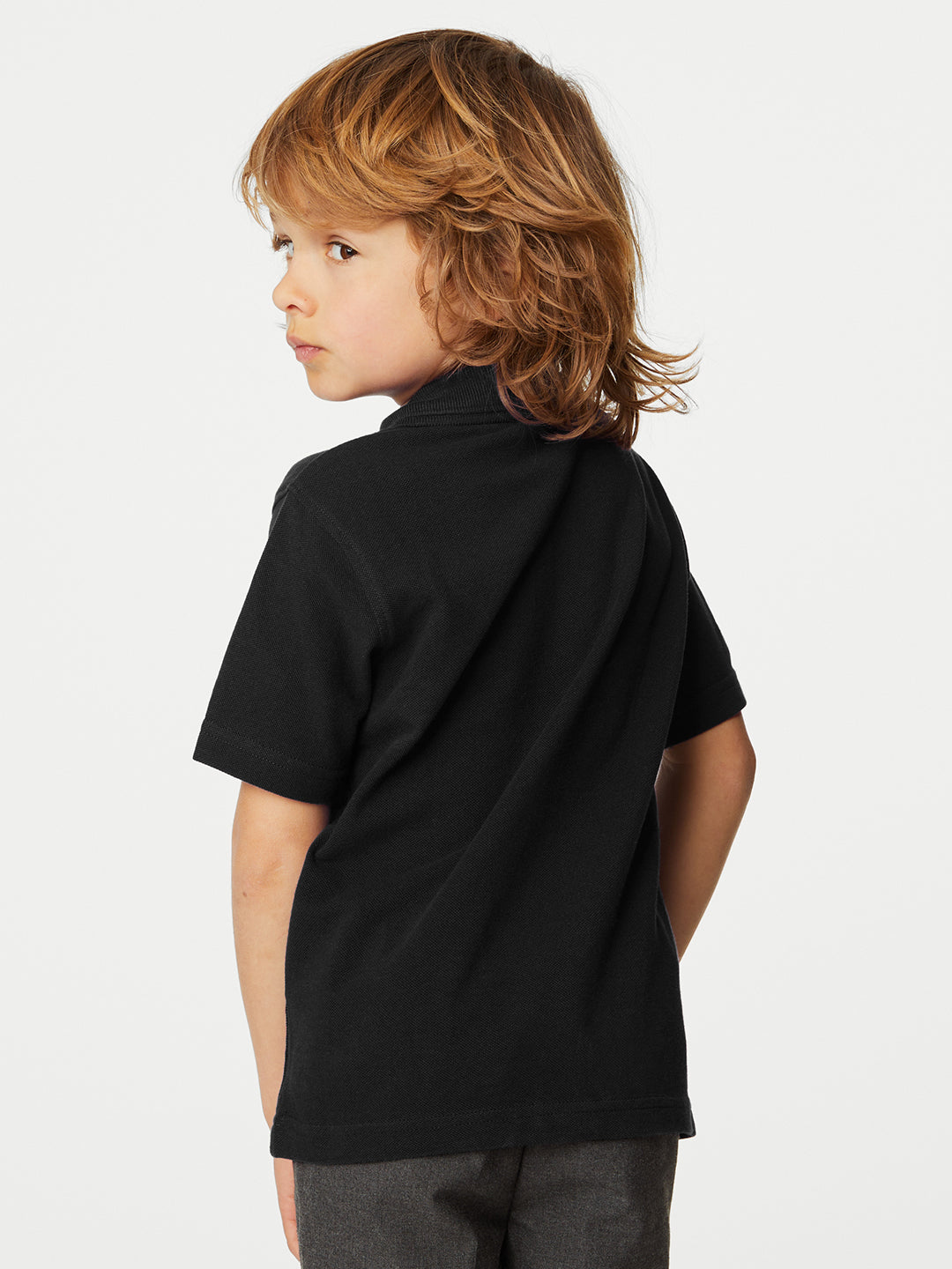 KID'S LEFT CHEST EMBROIDERED LOGO PREMIUM PIQUE BLACK POLO