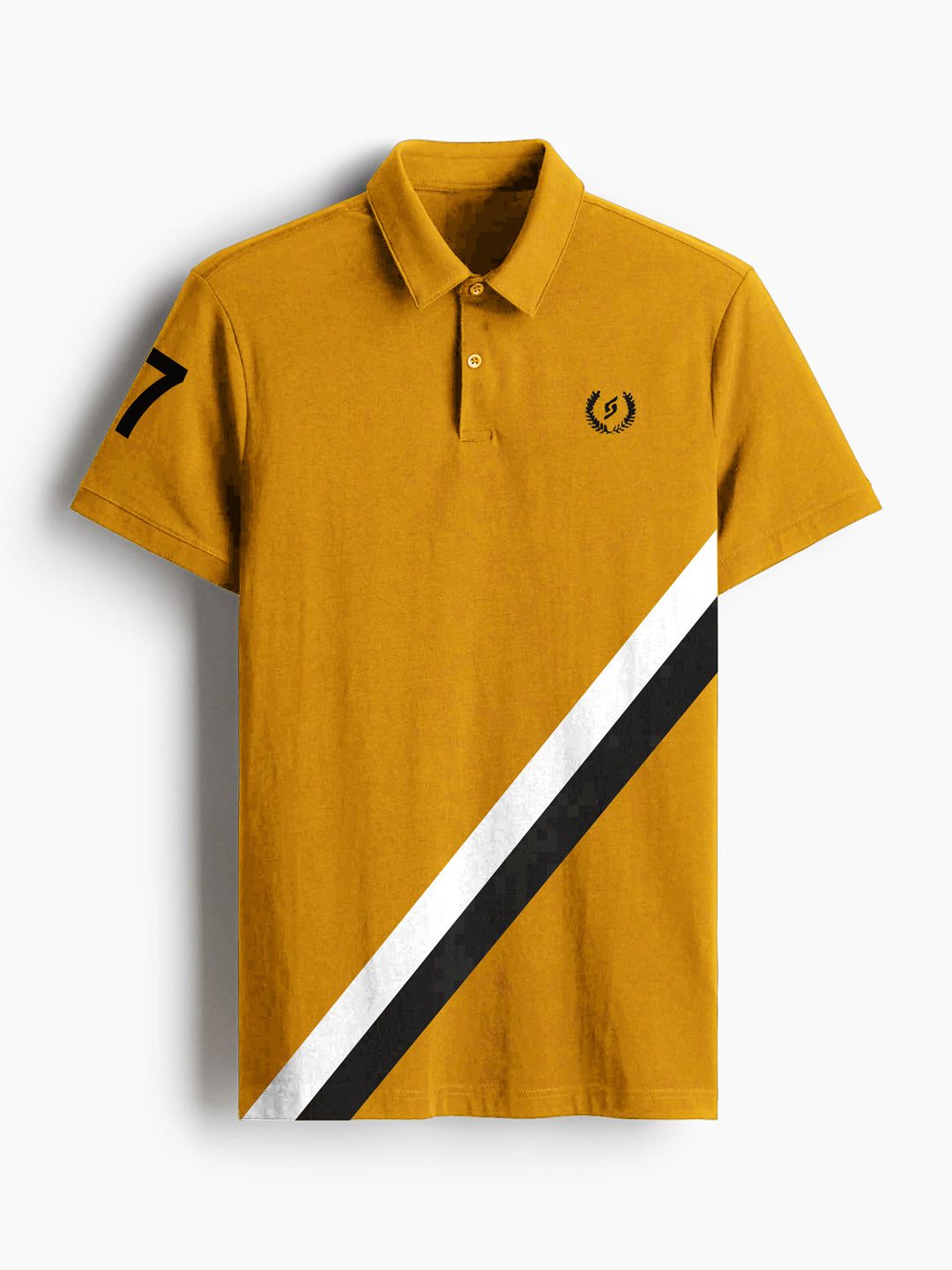 MEN'S COLOR BLOCK PREMIUM MUSTARD COTTON POLO