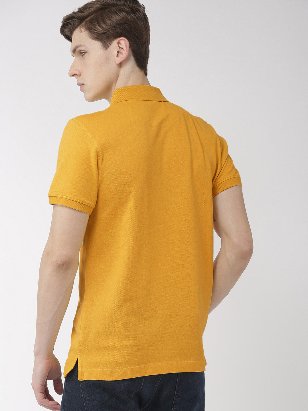 MEN'S COLOR BLOCK PREMIUM MUSTARD COTTON POLO