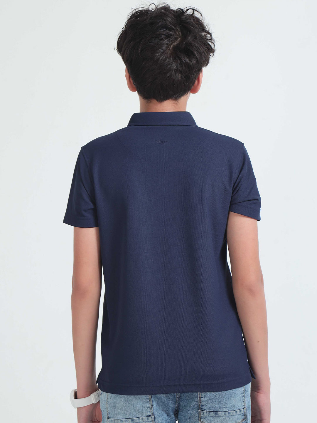 KID'S LEFT CHEST EMBROIDERED LOGO PREMIUM PIQUE NAVY POLO