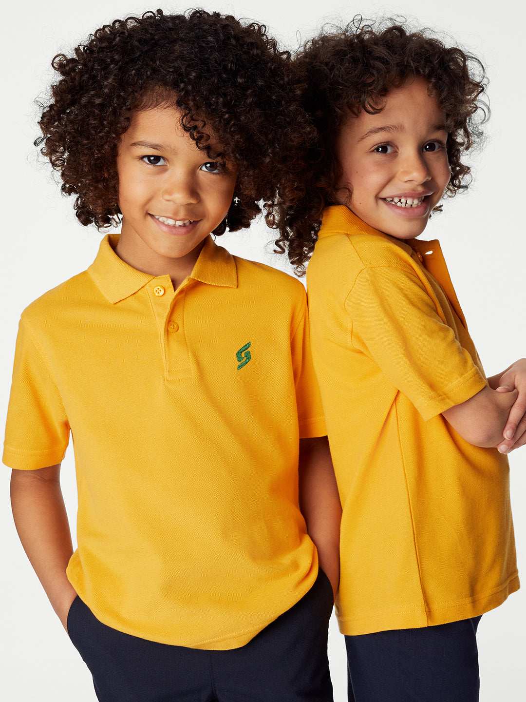 KID'S LEFT CHEST EMBROIDERED LOGO PREMIUM PIQUE MUSTARD POLO