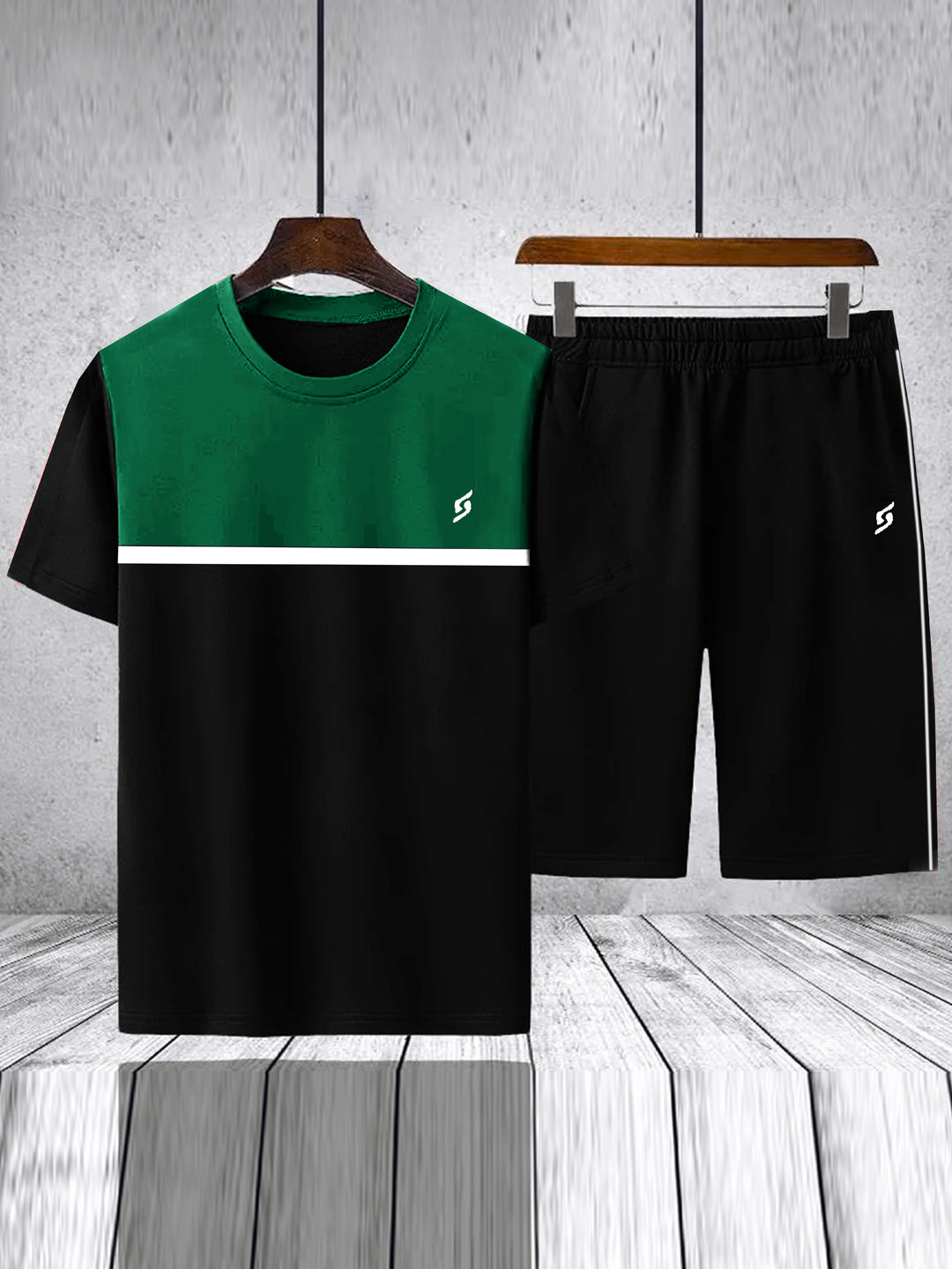 MEN'S SIDE STRIPE PREMIUM GREEN/BLACK TWINSET/TRACKSUIT