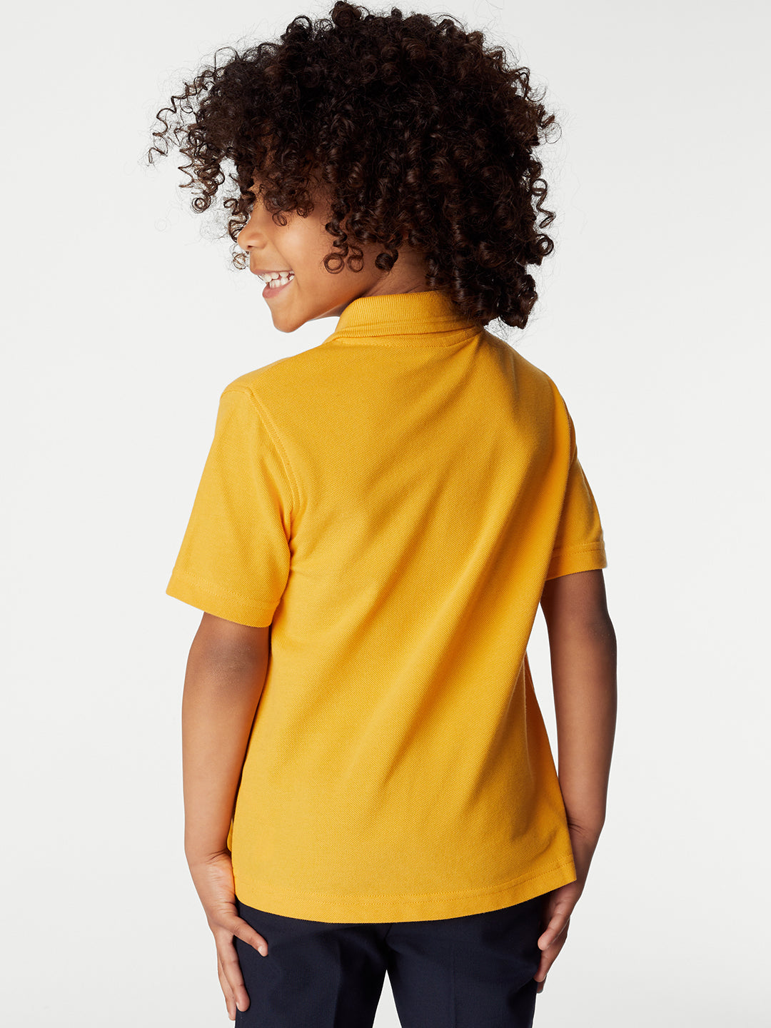 KID'S LEFT CHEST EMBROIDERED LOGO PREMIUM PIQUE MUSTARD POLO