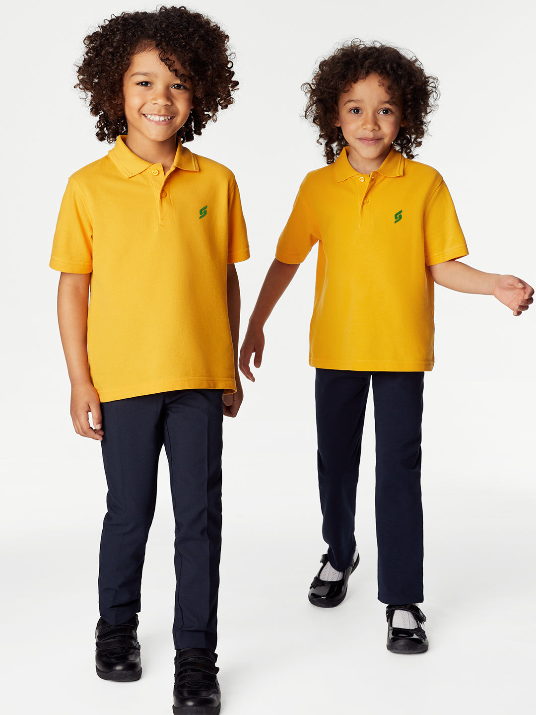 KID'S LEFT CHEST EMBROIDERED LOGO PREMIUM PIQUE MUSTARD POLO