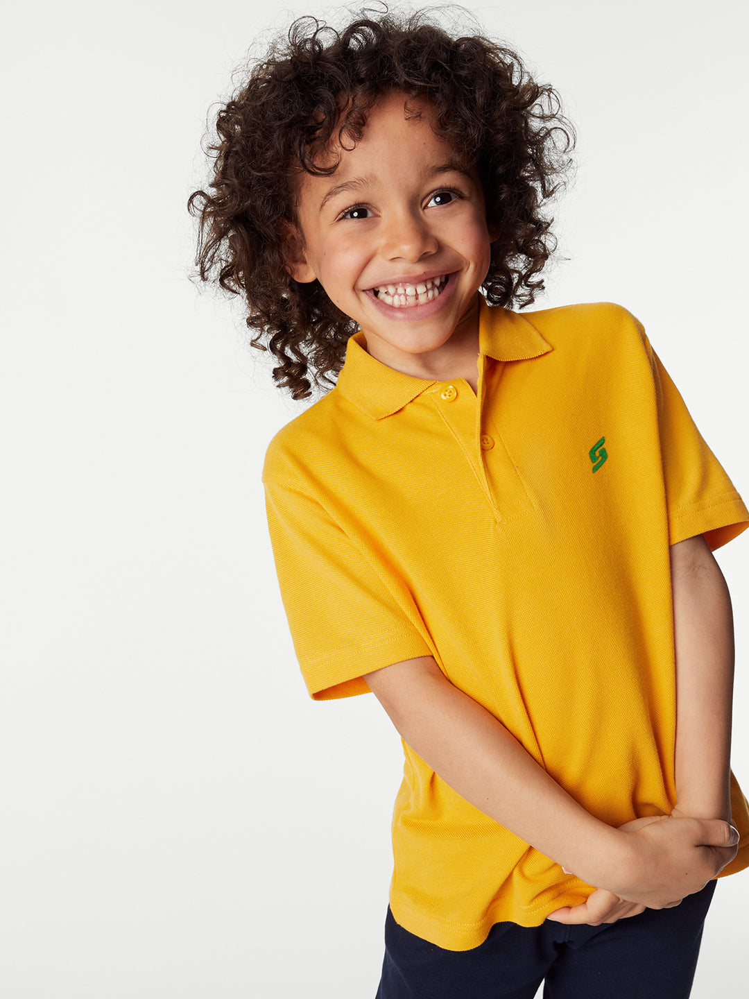 KID'S LEFT CHEST EMBROIDERED LOGO PREMIUM PIQUE MUSTARD POLO