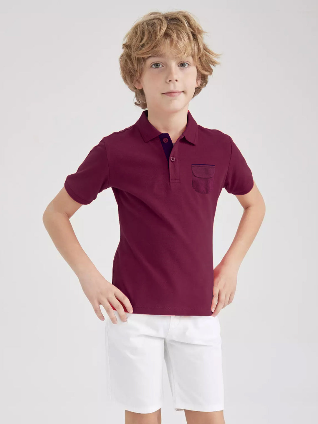 KID'S FRONT POCKET PREMIUM MAROON POLO