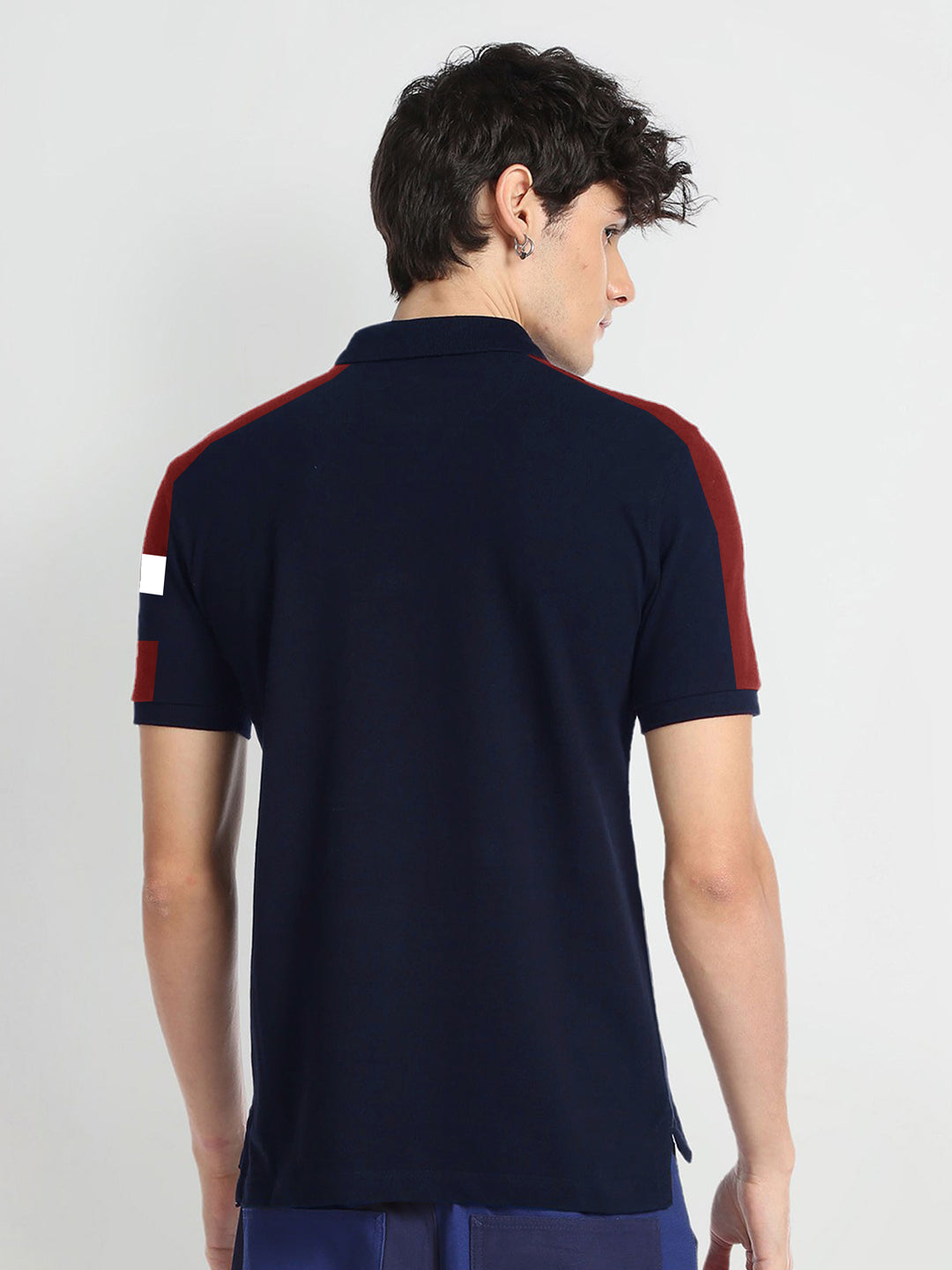 MEN'S SHOULDER PANEL PREMIUM NAVY COTTON POLO