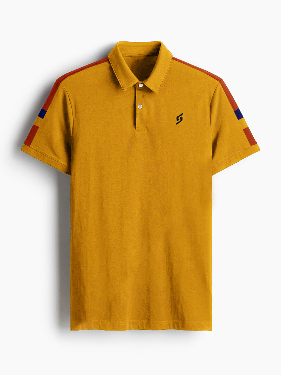 MEN'S SHOULDER PANEL PREMIUM MUSTARD COTTON POLO